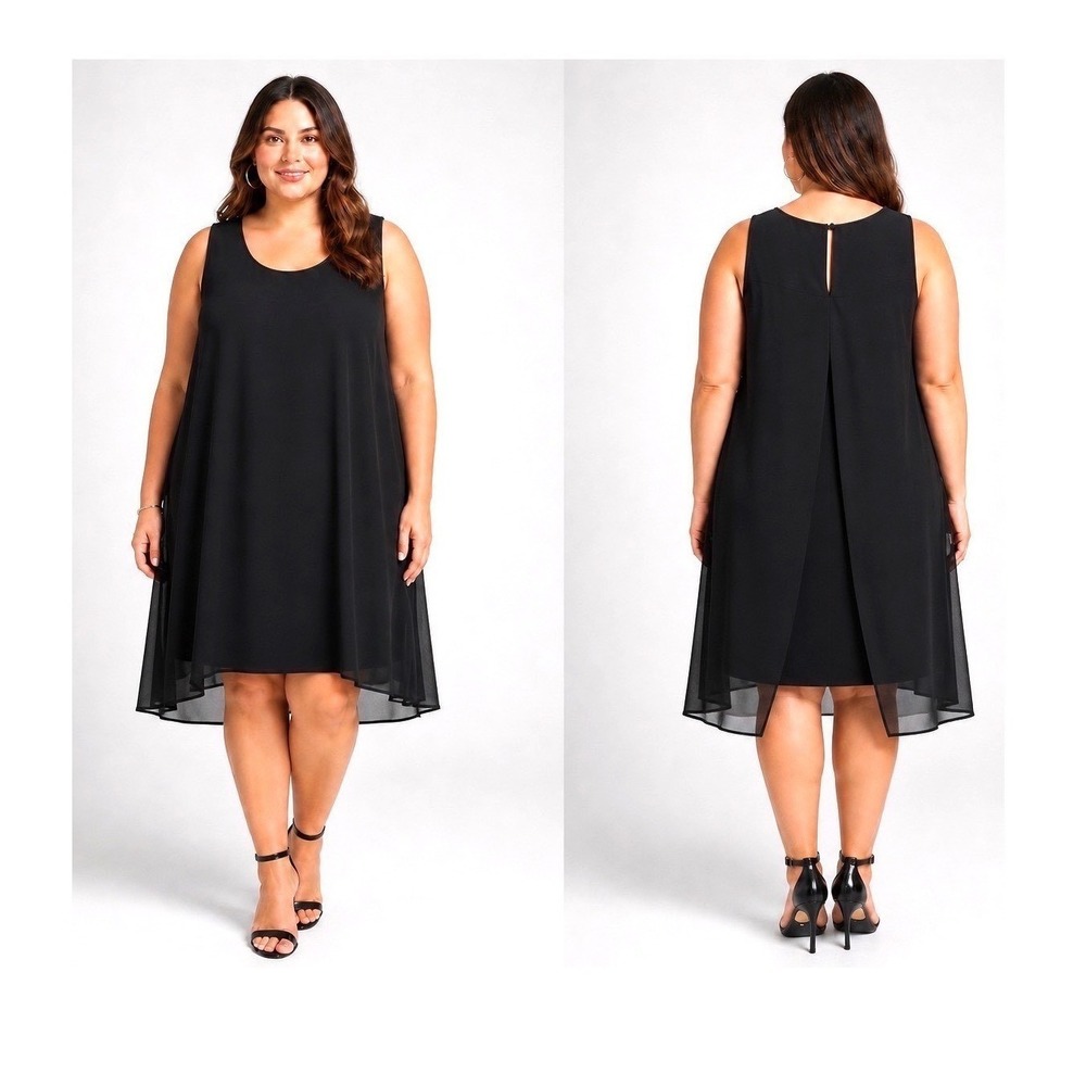 Torrid Women Black High-Low hem Sleeveless Chiffon dress Plus Size 2 Split Back